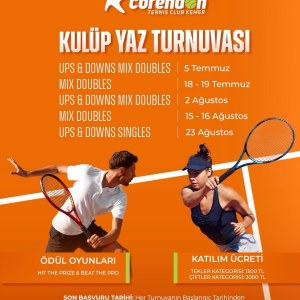 Yaz boyunca kortlarda buluşuyoruz! Kulüp Yaz Turnuvası heyecanı başlıyor. Mix Doubles, Ups & Downs Mix Doubles ve Singles kategorilerinde rekabet, eğlence ve sürpriz ödüller sizleri bekliyor. 📅 İlk…